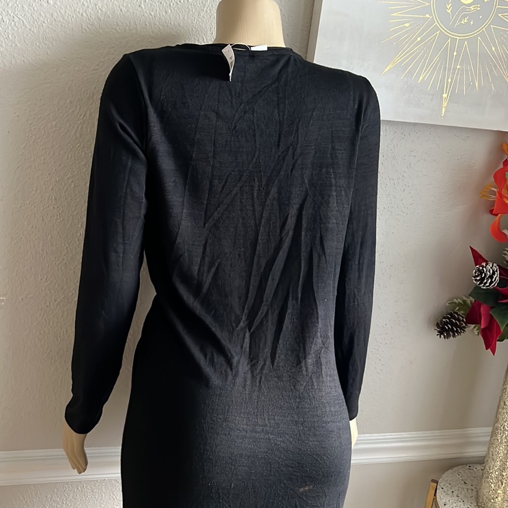 GAP Black Long Wrap Sleeve Dress Size M - Picture 5 of 8